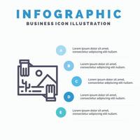 icono de línea de foto de imagen de dividendo de distribución de contribución con infografía de presentación de 5 pasos atrás vector