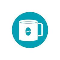 drinks coffee cup with bean emblem blue block style icon vector