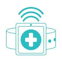 online doctor, smart watch connected consultant medical protection covid 19, line style icon vector