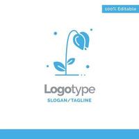 girasol floral naturaleza primavera azul sólido logotipo plantilla lugar para eslogan vector