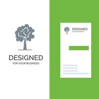 Tree Plant Growth Grey Logo Design and Business Card Template vector