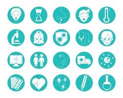 virus covid 19 pandemic respiratory illness icons set line style vector