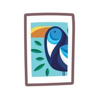 tropical toucan bird in frame picture isolated icon vector