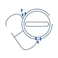 online doctor prescription medicine capsule pill care blue line style icon vector