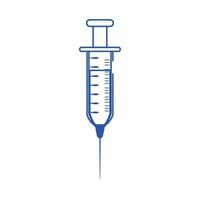 online doctor syringe vaccine medical care blue line style icon vector