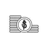 stacked coins currency money business financial line style icon vector