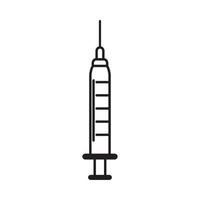 icono de estilo de línea de vacuna de jeringa médica pandémica de virus covid 19 vector