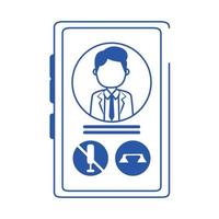 online doctor smartphone consultation call care blue line style icon vector