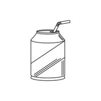 bebidas lata de bebida con icono de estilo de línea de paja vector