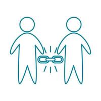 happy friendship day celebration two person chain unity line style icon vector