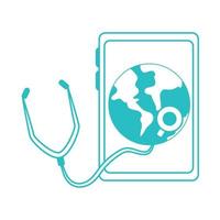 online doctor, smartphone world diagnostic consultant medical, line style icon vector