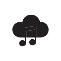 icono de estilo de silueta de música de sonido de melodía musical de nota de computación en la nube vector