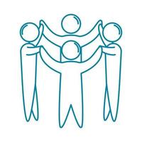 happy friendship day celebration people together holding hands line style icon vector