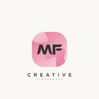 MF Initial Letter logo icon design template elements with wave colorful art vector