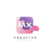 MX Initial Letter logo icon design template elements with wave colorful art vector