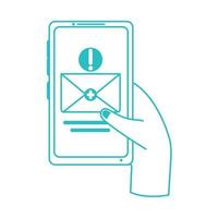 online doctor, smartphone email notification medical covid 19, line style icon vector