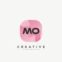 MO Initial Letter logo icon design template elements with wave colorful art vector