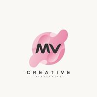 MV Initial Letter Colorful logo icon design template elements Vector