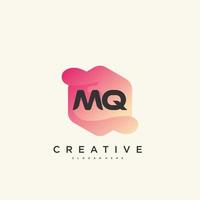 MQ Initial Letter logo icon design template elements with wave colorful art vector