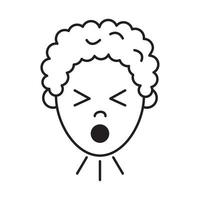 virus covid 19 pandemic boy coughing symptom line style icon vector