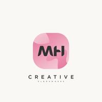 MH Initial Letter logo icon design template elements with wave colorful art vector