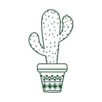 potted cactus decoration cinco de mayo mexican celebration line style icon vector