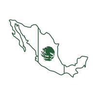mexican flag in map cinco de mayo celebration line style icon vector