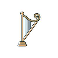 harp string instrument melody sound music line and fill style vector