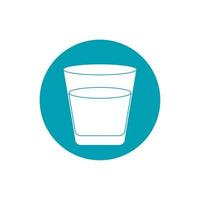 drinks glass cup of water or juice with straw blue block style icon vector