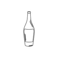 drinks wine bottle alcohol with cork line style icon vector