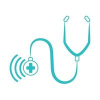 online doctor, stethoscope diagnostic consultant medical protection covid 19, line style icon vector