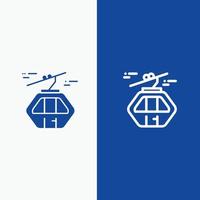 Alpine Arctic Canada Gondola Scandinavia Line and Glyph Solid icon Blue banner Line and Glyph Solid vector