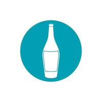 drinks wine bottle alcohol with cork blue block style icon vector