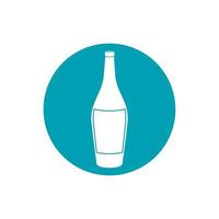 drinks wine bottle alcohol with cork blue block style icon vector