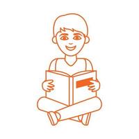 adolescente con libro abierto sentado leyendo icono de estilo de color de línea de educación en el hogar vector