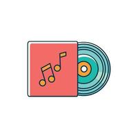 vinyl in case melody sound music line and fill style vector