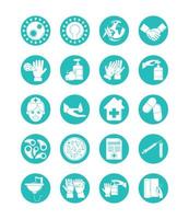 virus covid 19 pandemic respiratory illness icons set line style vector