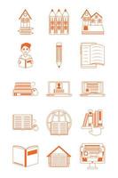 home education school learn supplies icons set line color style icon vector