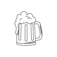 drinks beer mug glass with foam alcohol line style icon vector