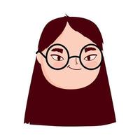 face young woman with glasses female character isolatd icon vector