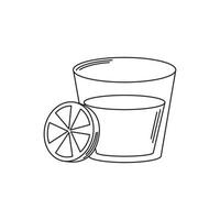 drinks glass cup and slice lemon cocktail line style icon vector