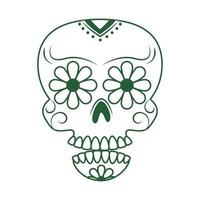 skull catrina flower decoration cinco de mayo mexican celebration line style icon vector