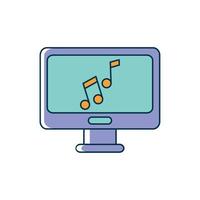 computadora nota aplicación dispositivo melodía sonido música línea y estilo de relleno vector