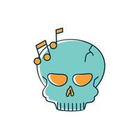 nota de calavera melodía musical sonido línea de música y estilo de relleno vector