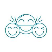feliz día de la amistad celebración emoticonos sonriente guiño felicidad línea estilo icono vector