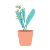 Ramas de plantas en maceta decoración icono aislado vector