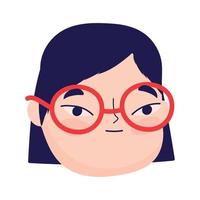 face young woman with glasses female character isolatd icon vector