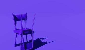 Abstract background image using blue mood purple on purple chair 3D rendering. photo