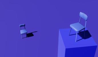 Abstract background image using blue mood purple on purple chair 3D rendering. photo