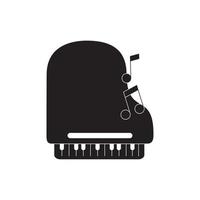 piano instrumento notas melodía musical sonido música silueta estilo icono vector